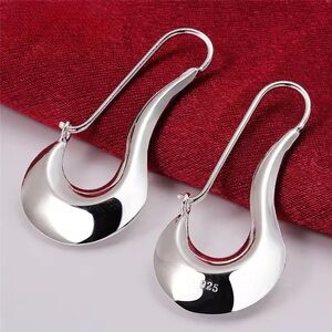 925 Sterling Silver Drop Earrings 3" Long 1 "wide Gorgeous Color Liquid SHINE